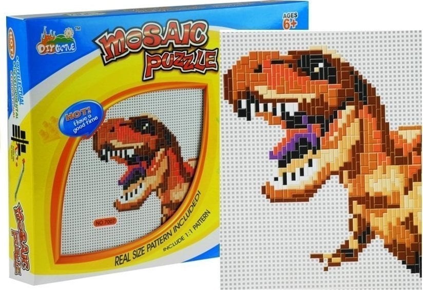 LeanToys Duża Mozaika z Dinozaurem Kolorowe Pinezki LEAN Toys