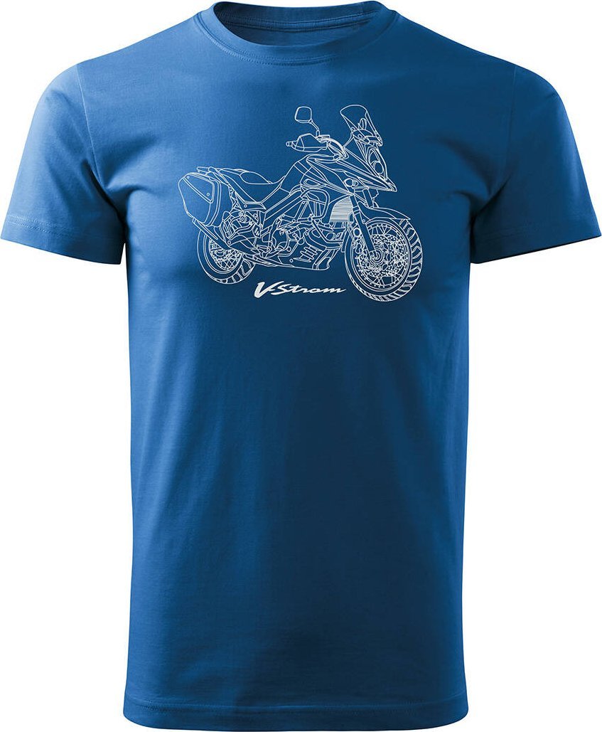 Topslang Koszulka z motocyklem na motor Suzuki V-strom Vstrom DL 650 XT męska niebieska REGULAR M