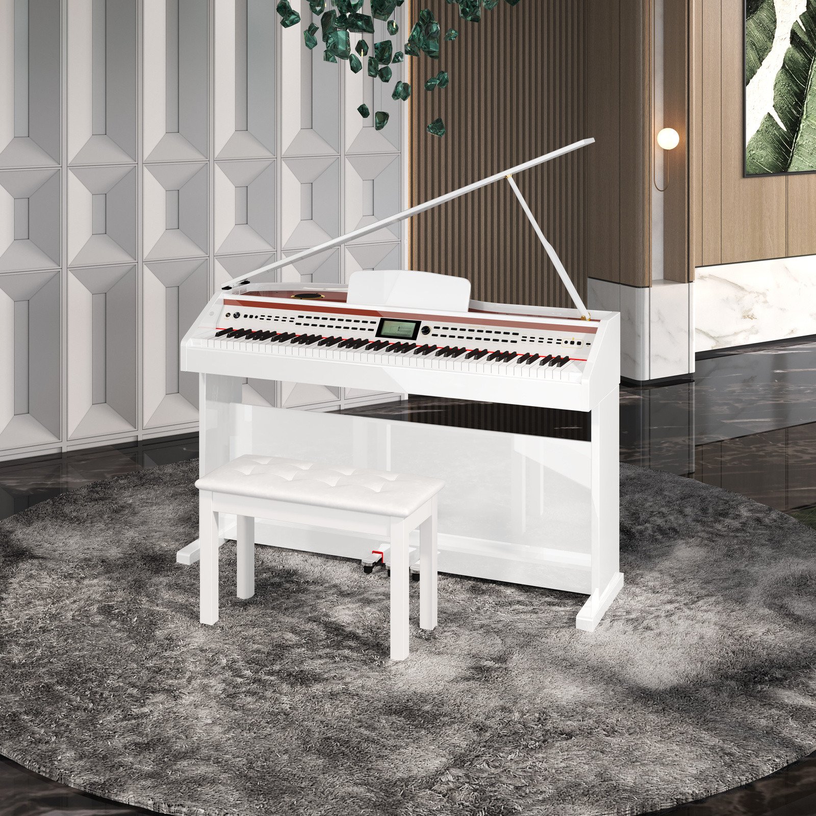 Pianino cyfrowe ważone mechanizm młoteczkowy SONATA białe połysk Mielczewski one size