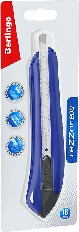 Berlingo Nóż biurowy Razzor 200 18mm niebieski