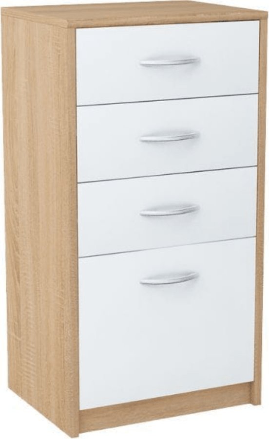 Komoda, szafka, szuflady, Classic, 45x35x85 cm, dąb sonoma, biel, mat | TYLETEGOTU