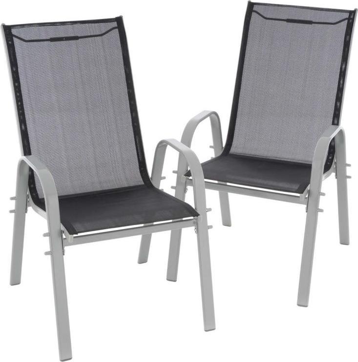 Garthen Zestaw 2x ogrodowe krzesło do układania w stos z wysokim oparciem