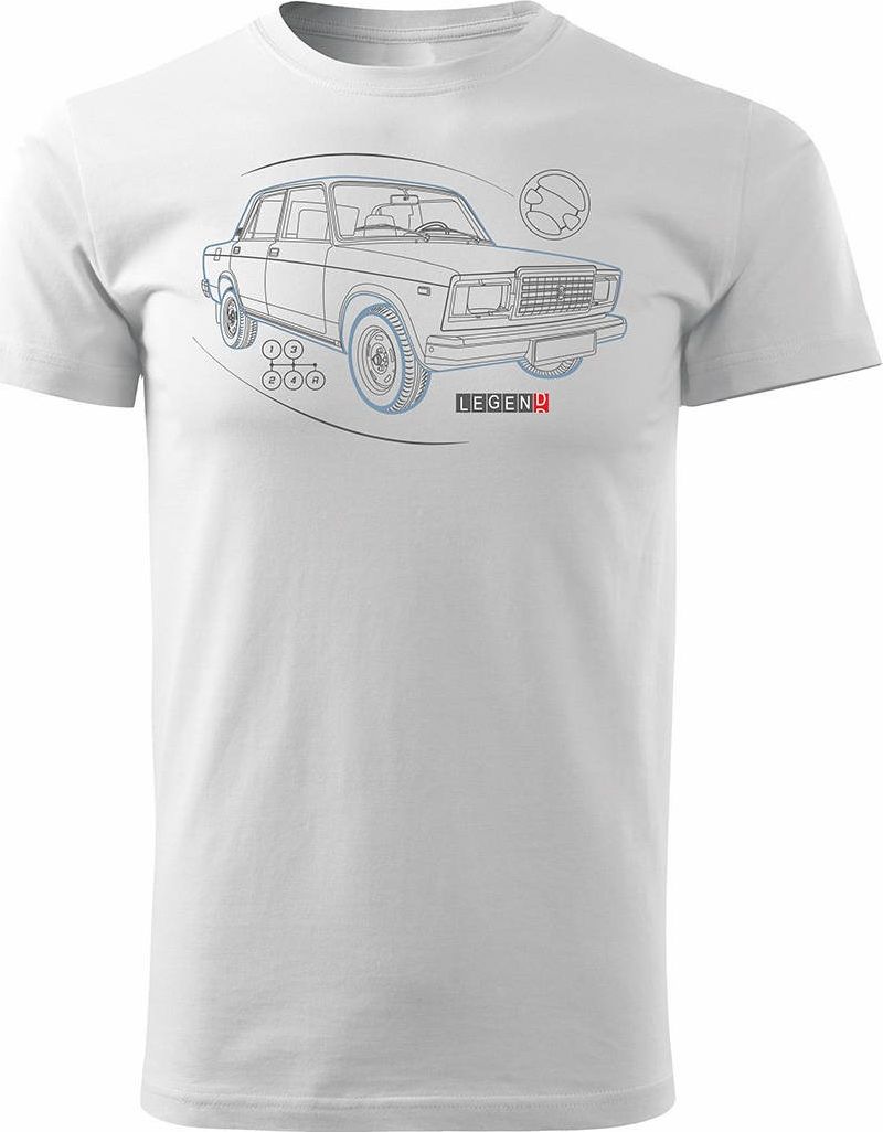 Topslang Koszulka z Ładą Łada Lada auto PRL legenda 2107 męska biała REGULAR M