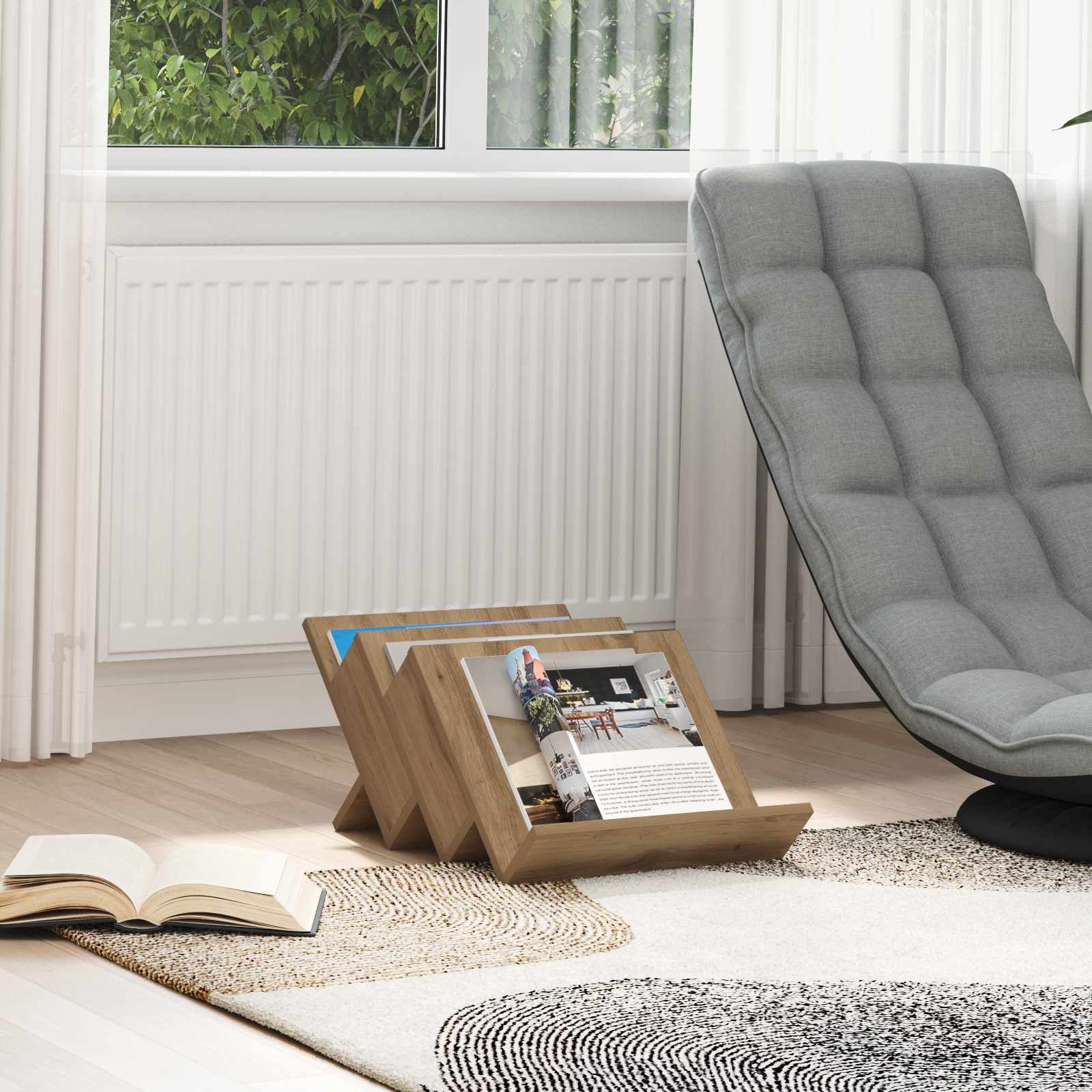 vidaXL Szafka boczna z półką z drewna dębowego, 57,5 x 40 x 42 cm