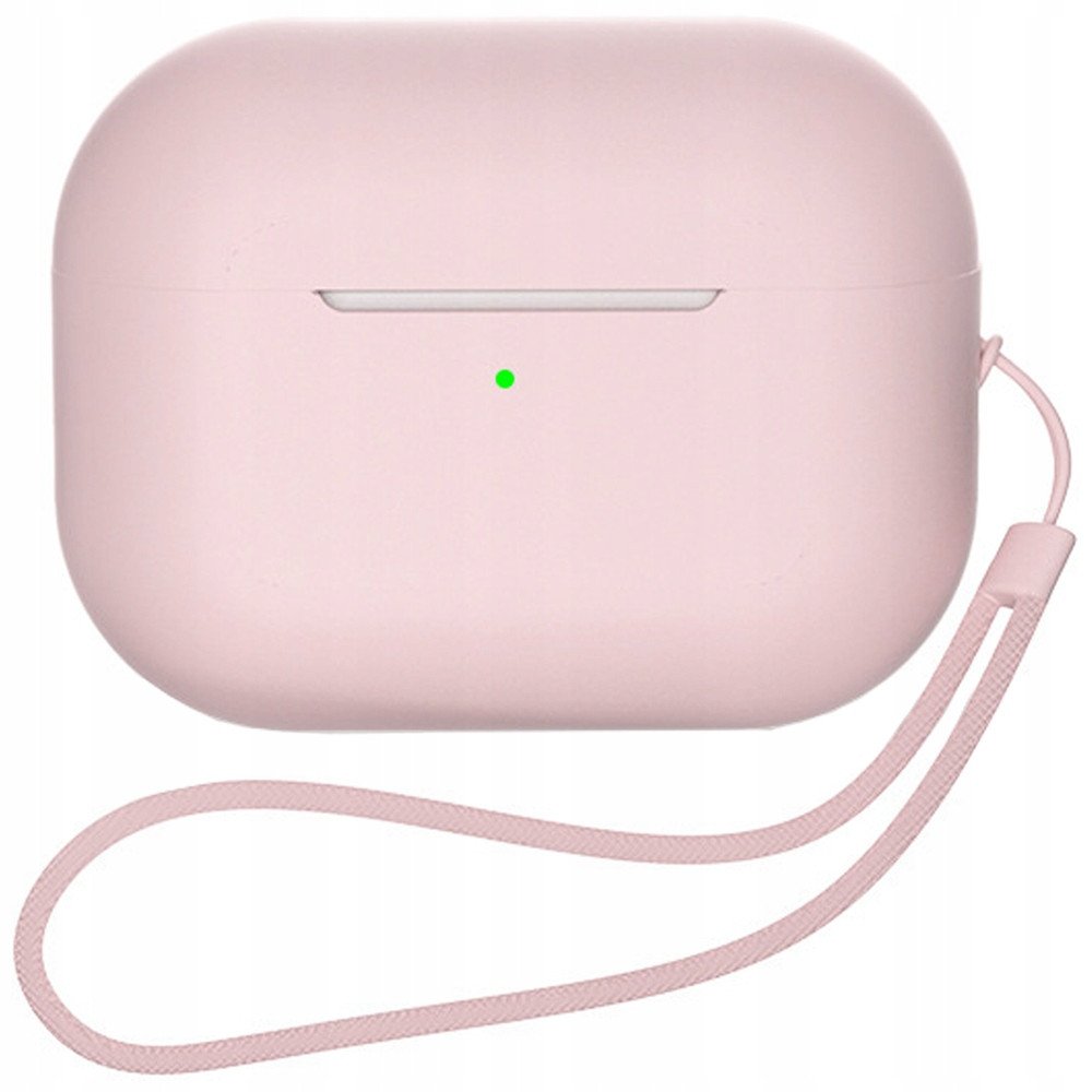 SILIKONOWE ETUI DO AIRPODS 1 / AIRPODS 2 + PASEK NA NADGARSTEK SMYCZ - RÓŻOWE