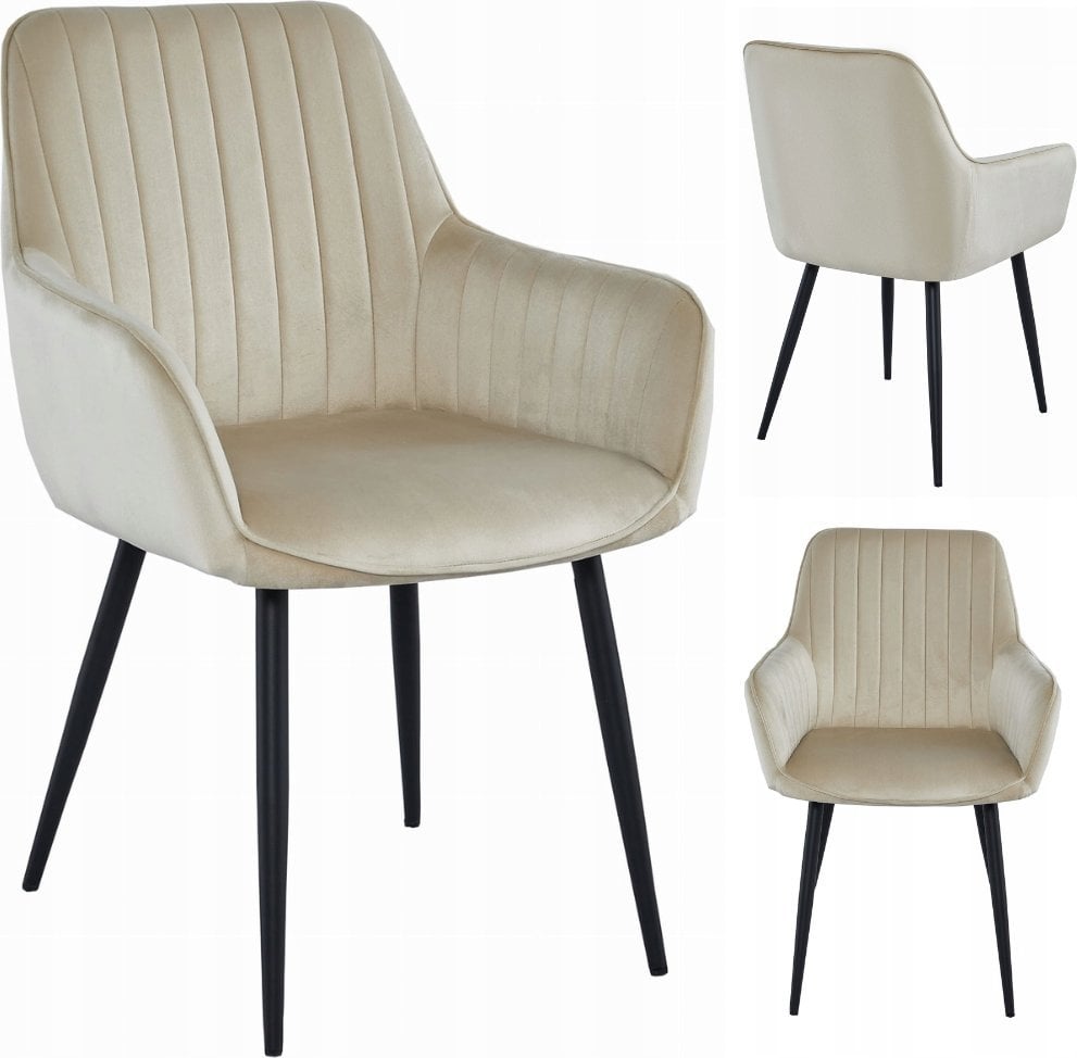Leobert Krzesło SOLDEN - aksamit beż / nogi czarne x 1