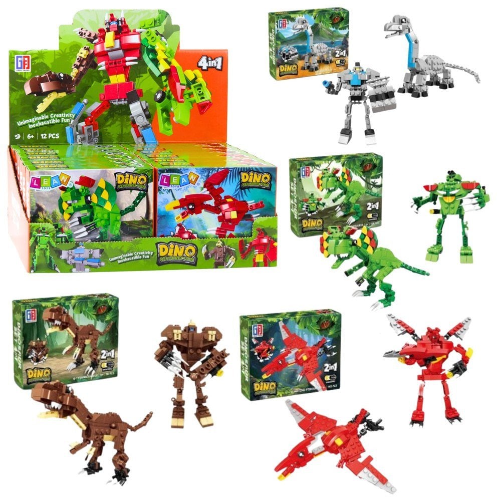 Klocki Konstrukcyjne Dinozaur Robot 2w1 50-70 el. Mix LEAN TOYS
