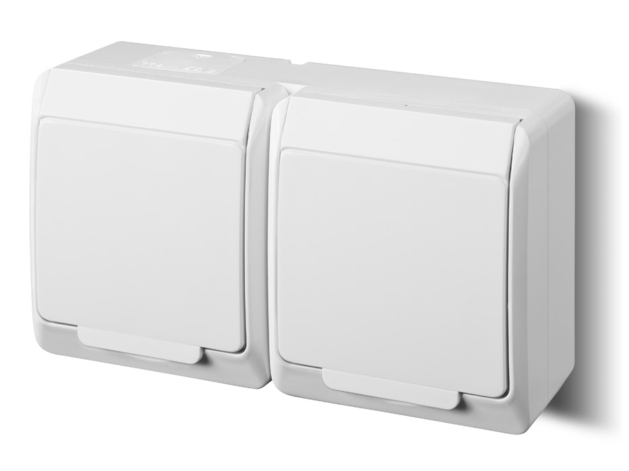 Elektro-Plast Gniazdo natynkowe GNT Hermes 2x2P + Z z klapką białe (0322-02)