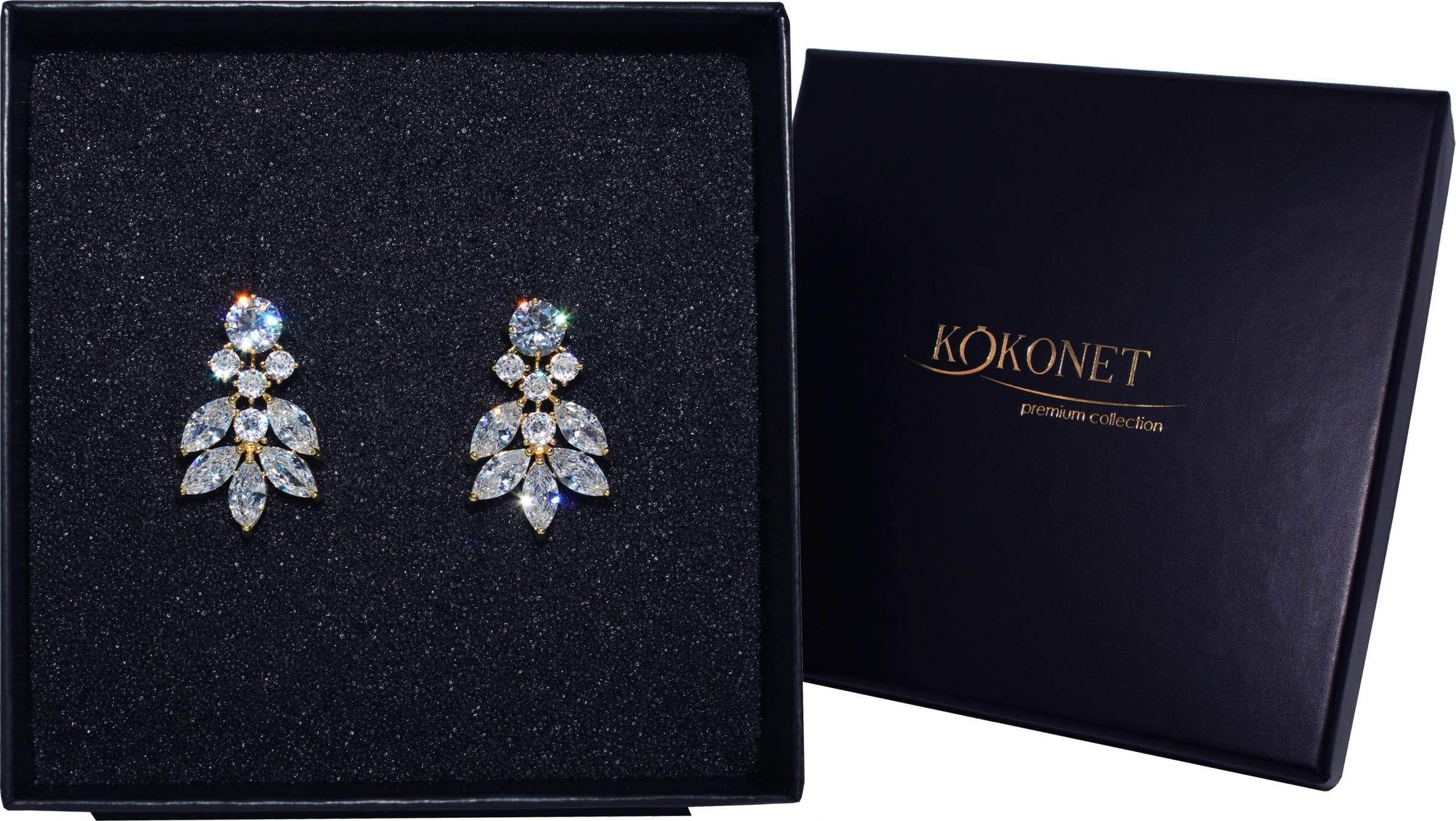 KOKONET kolczyki ZŁOTE ślubne delikatne blask DIAMENTÓW