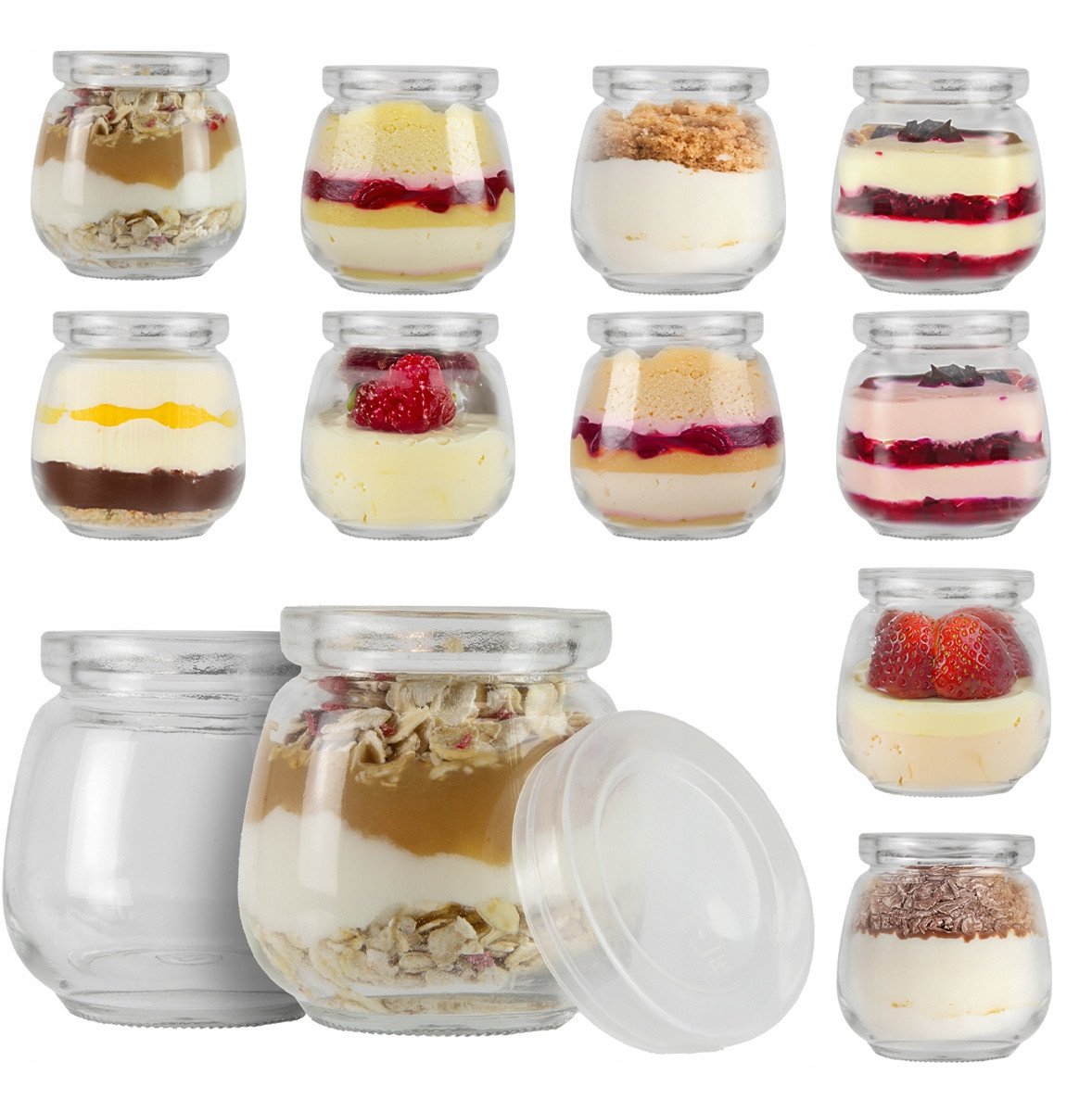 20x POJEMNIKI NA DESERY 100ml Słoik SZKLANY Na Deserki Pucharek Do Deserów