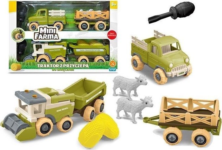 Mini farma traktor z przyczepą do skręcania