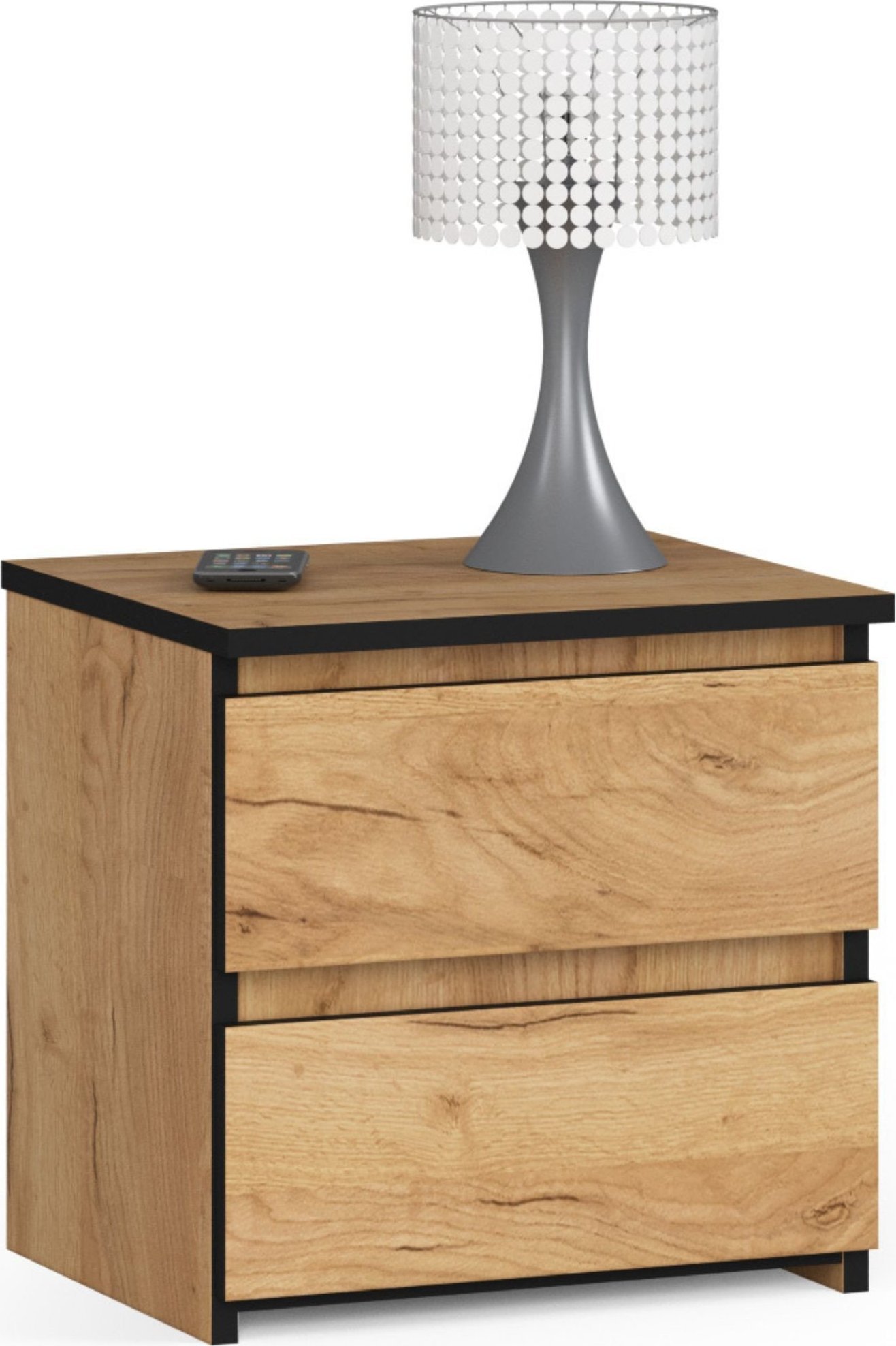 Fabryka Mebli Akord Szafka nocna CL2 40 cm 2 szuflady - dąb craft