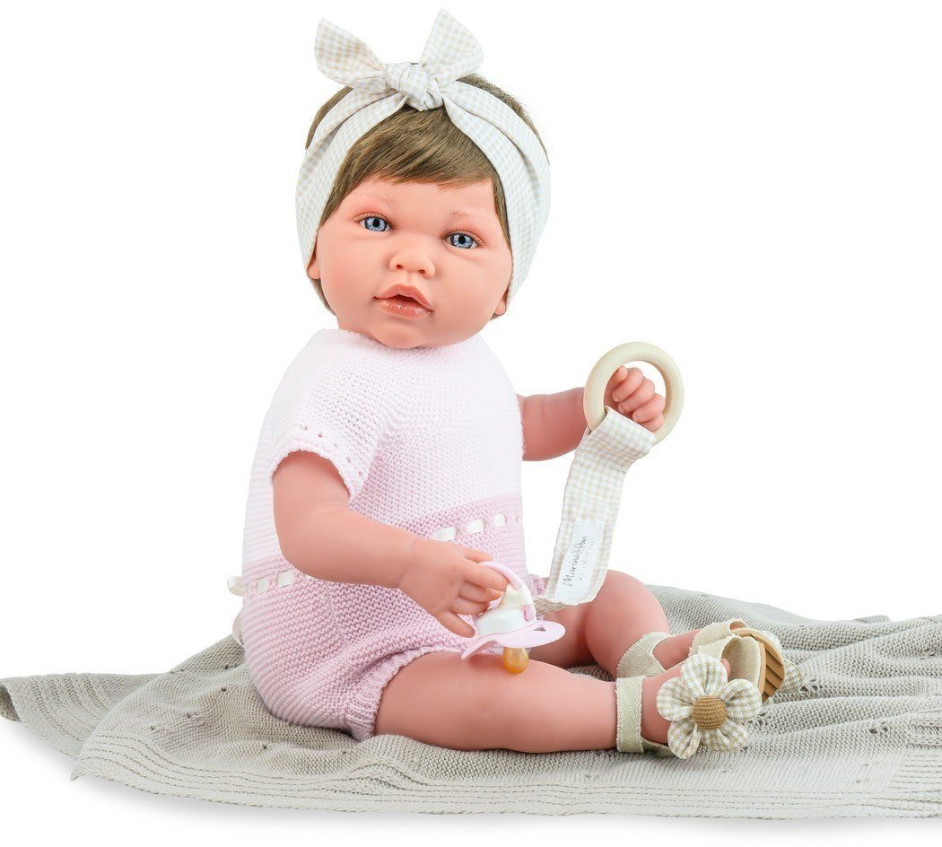 Lalka Reborn Ane Vichy Flower z kocykiem 45 cm Marina & Pau 3041