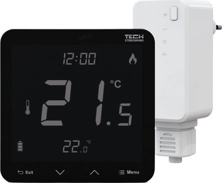 Tech Regulator pokojowy bezprzewodowy, dwustanowy bateryjny, montaż natynkowy T-3.2, czarny STT-3.2BK