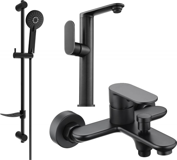 Mexen Mexen Milo DF40 zestaw wannowy, czarny - 713153DF40-70