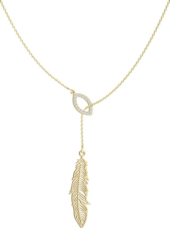 Radziszewska Jewellery Naszyjnik Krawat Pozłacany z Piórkiem