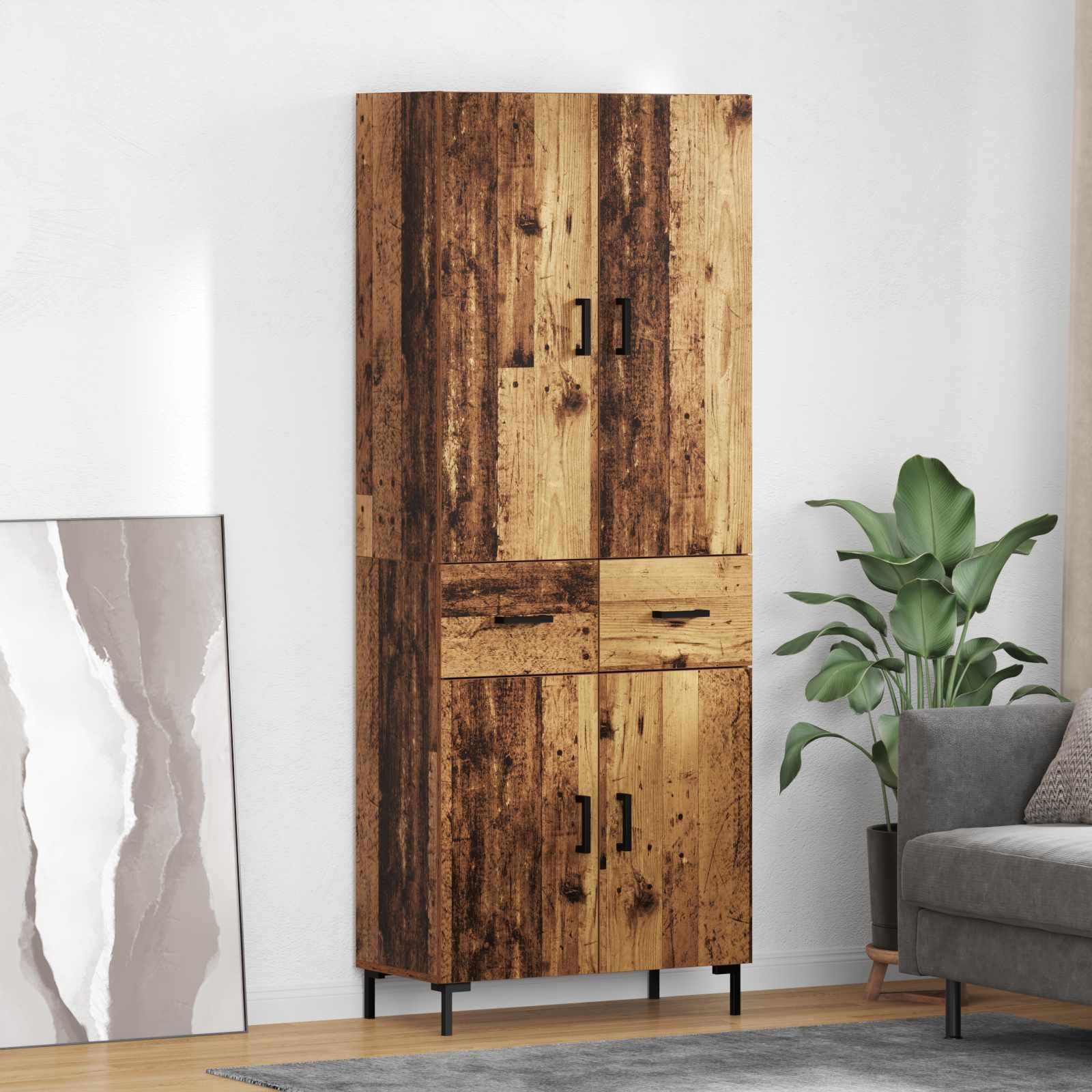 vidaXL Highboard Ścienny Stare drewno 69,5 x 34 x 180 cm
