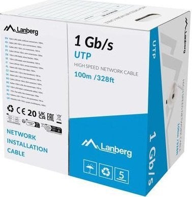 Kabel UTP Lanberg 1Gb/s 100m drut CCA