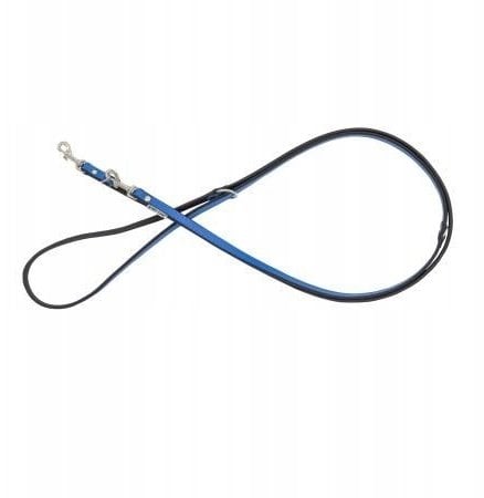 Smycz regulowana skórzana dla psa, niebieski/czarny, XS-S, 12mm/200cm