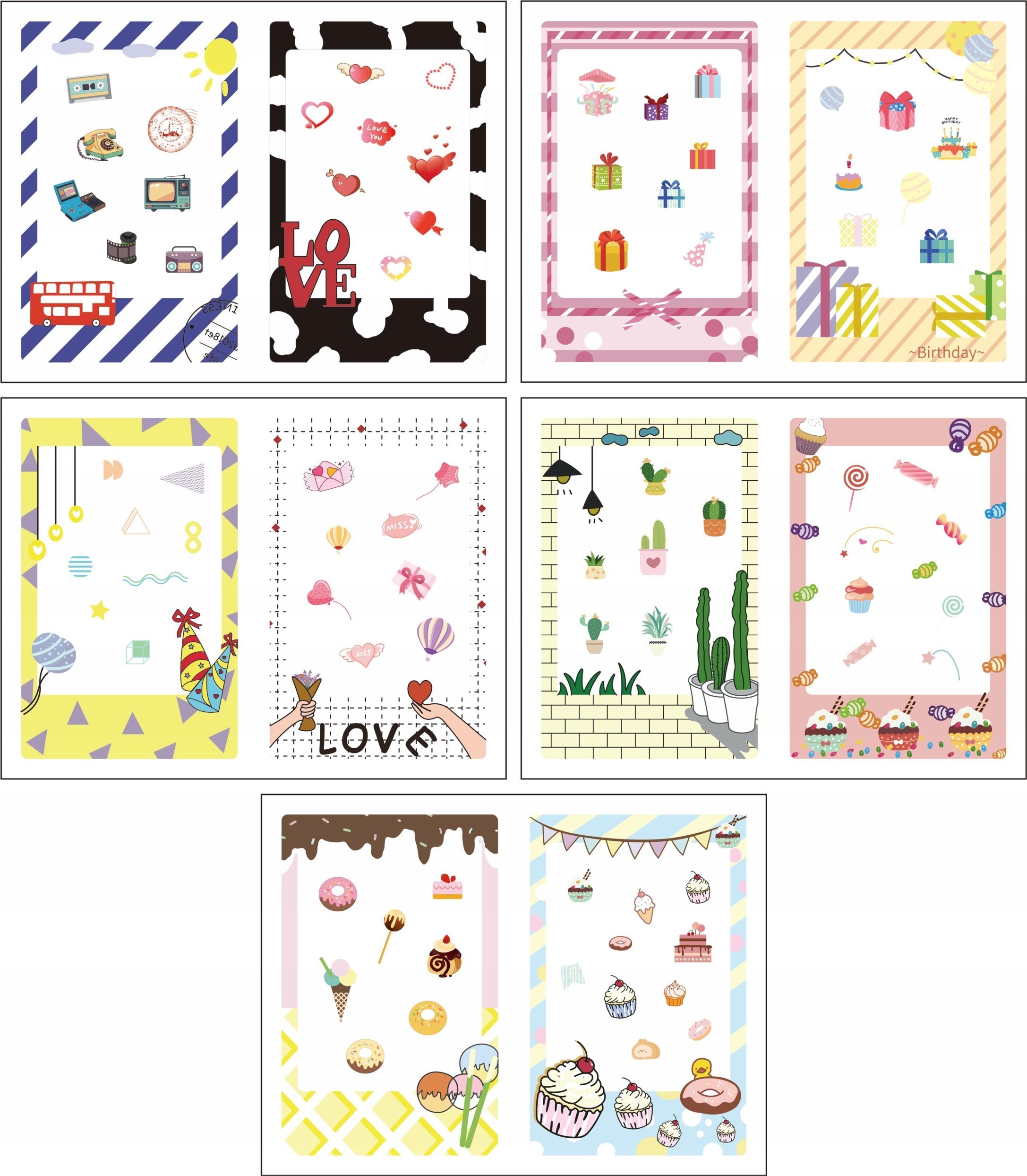 LoveInstant Zestaw 10x Naklejki Ramki Do Fuji Instax Mini 99 12 11 40 Evo Liplay Link