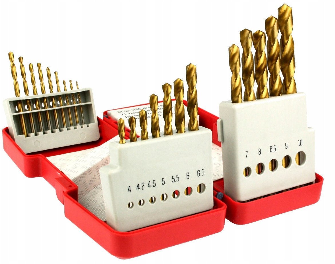 21PCS TITANIUM COATED HSS DRILL BIT SET