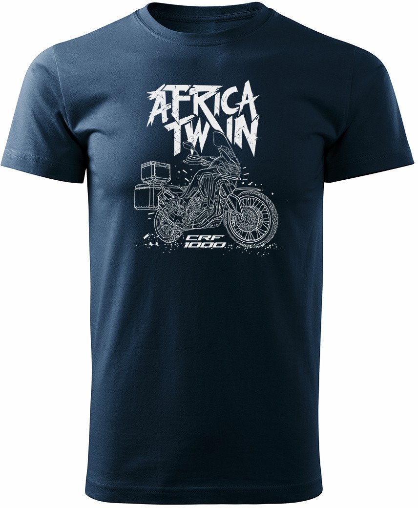 Koszulka motocyklowa z motocyklem Honda Africa Twin CRF1100L męska granatowa M
