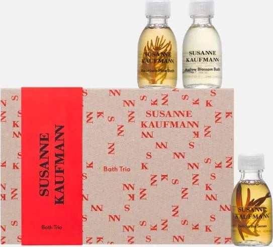 Susanne Kaufmann Bath Trio Set Susanne Kaufmann: Body Care Bath, For The Senses, Nourishing, Bath Oil, 30 ml + Body Care Bath, Mountain Pine, Relaxing