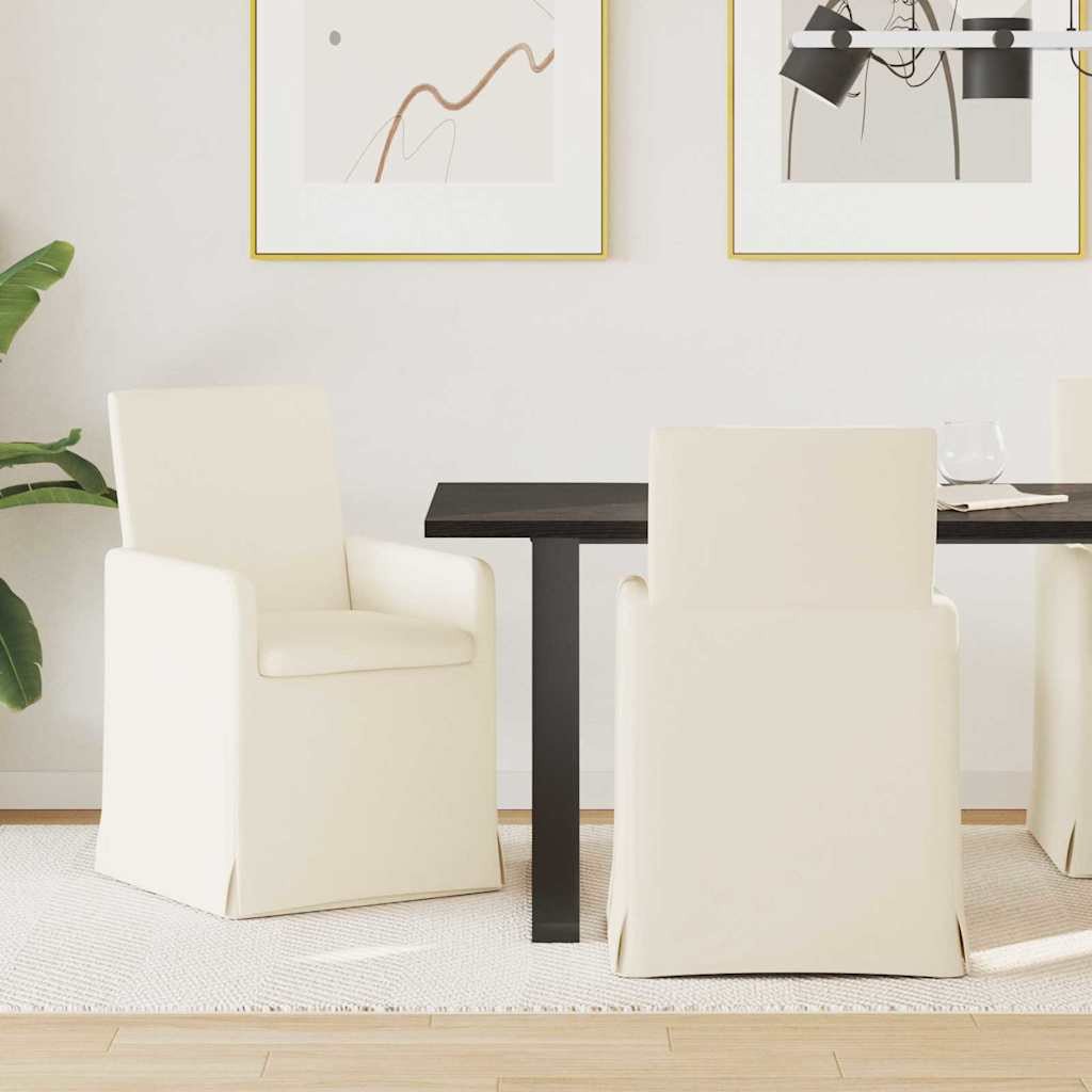 vidaXL Krzesła krzesła jadalne na kółkach 2 pcs Beżowy 57 x 67 x 95 cm Płótno