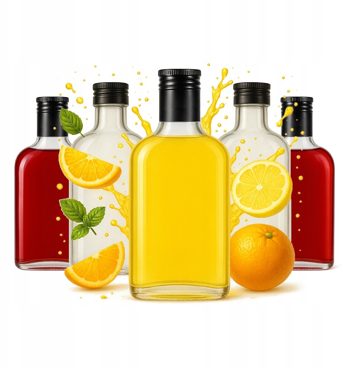 Bimberek 5x Butelka PIERSIÓWKA 200ml + zakrętka na NALEWKI WÓDKĘ SOK