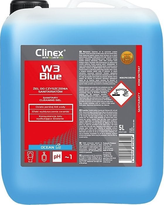 Żel CLINEX W3 Blue, do czyszczenia sanitariatów, 5l -