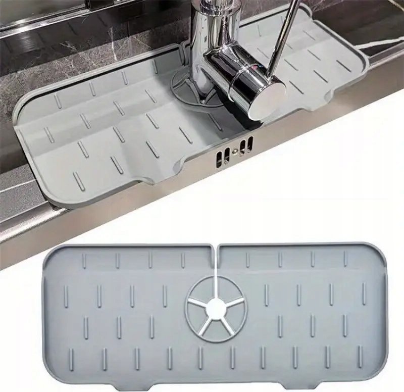 Korbi SILIKONOWA MATA ZLEW OCIEKACZ POD KRAN KRANU ZLEWU KUCHENNEGO JASNO SZARA