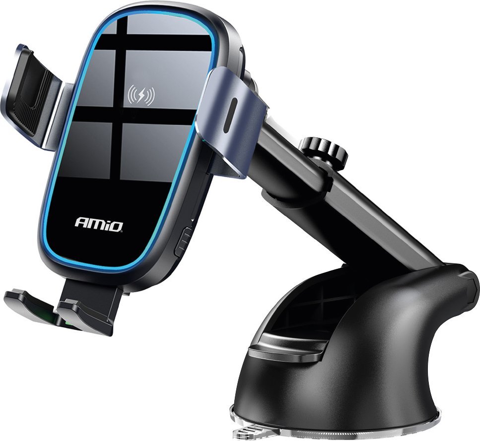 AMiO Uchwyt do samochodu na telefon szybę kokpit deskę ładowarka indukcyjna 15w amio-03779