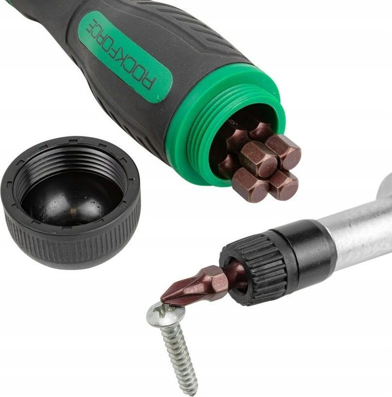 Rockforce Śrubokręt dwustronny z kompletem bitów