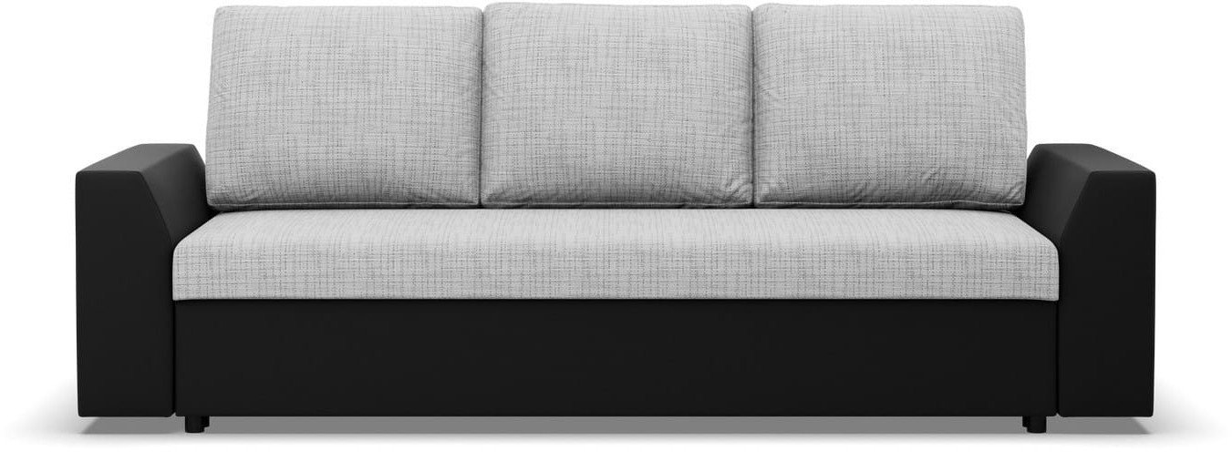 Kanapa rozkładana z funkcją spania, Viktor, ekoskóra, 232x92x92 cm, czarny, szary