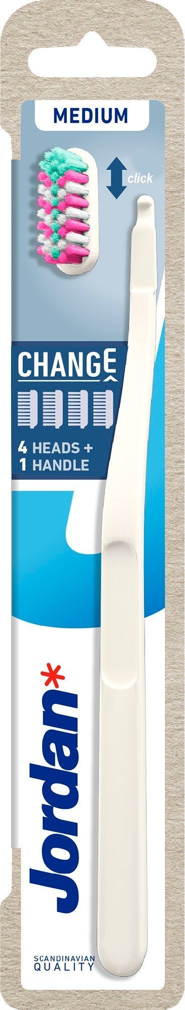 Orkla Jordan Change Medium Szczoteczka do zębów - rączka + 4 wymienne główki 1op. - mix kolorów