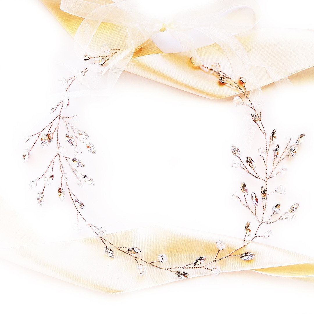 Opaska złota CYRKONIE delikatna elegancka na ślub