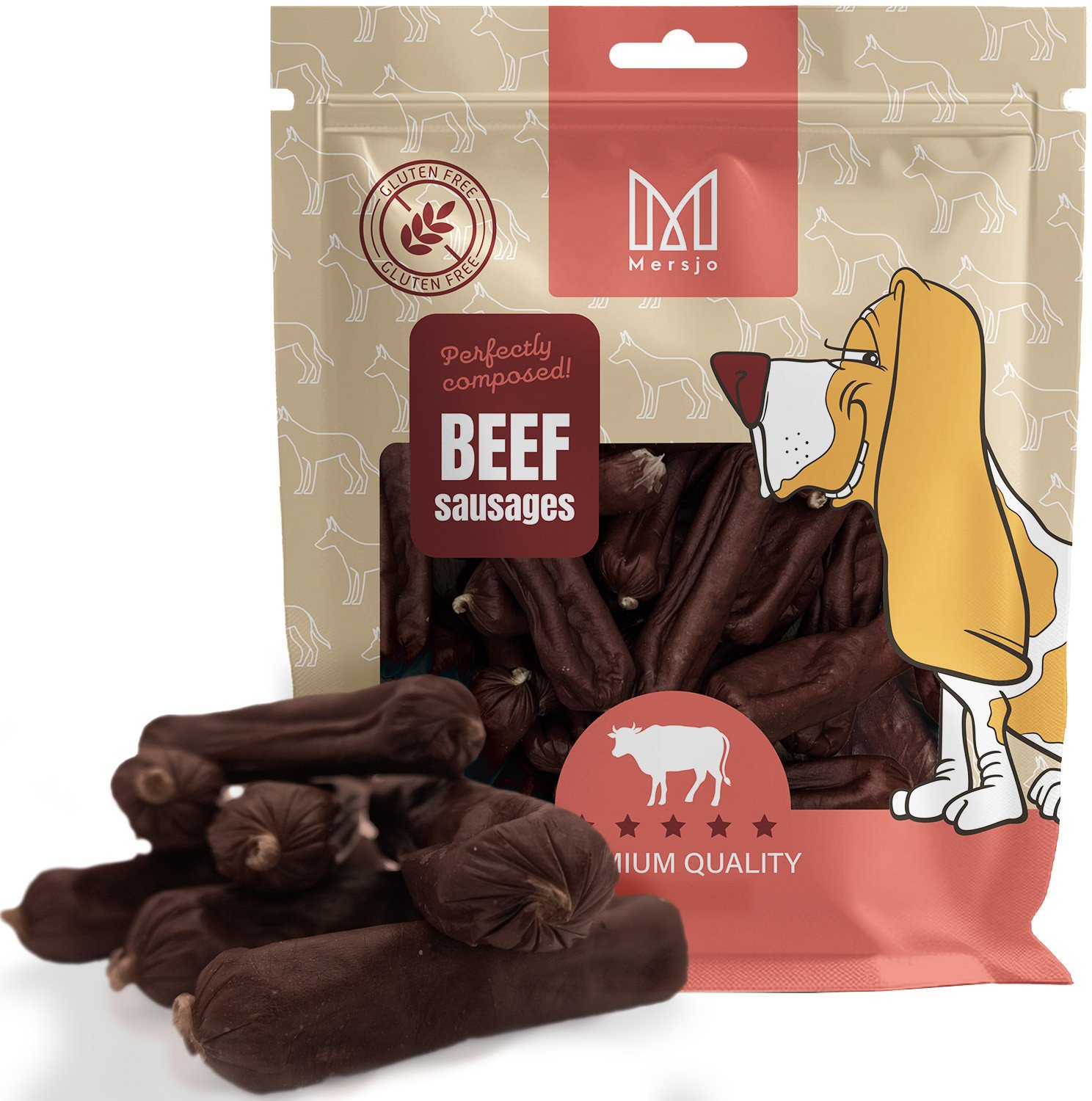 Kiełbaski wołowe, naturalny przysmak dla psa, Mersjo, 500g