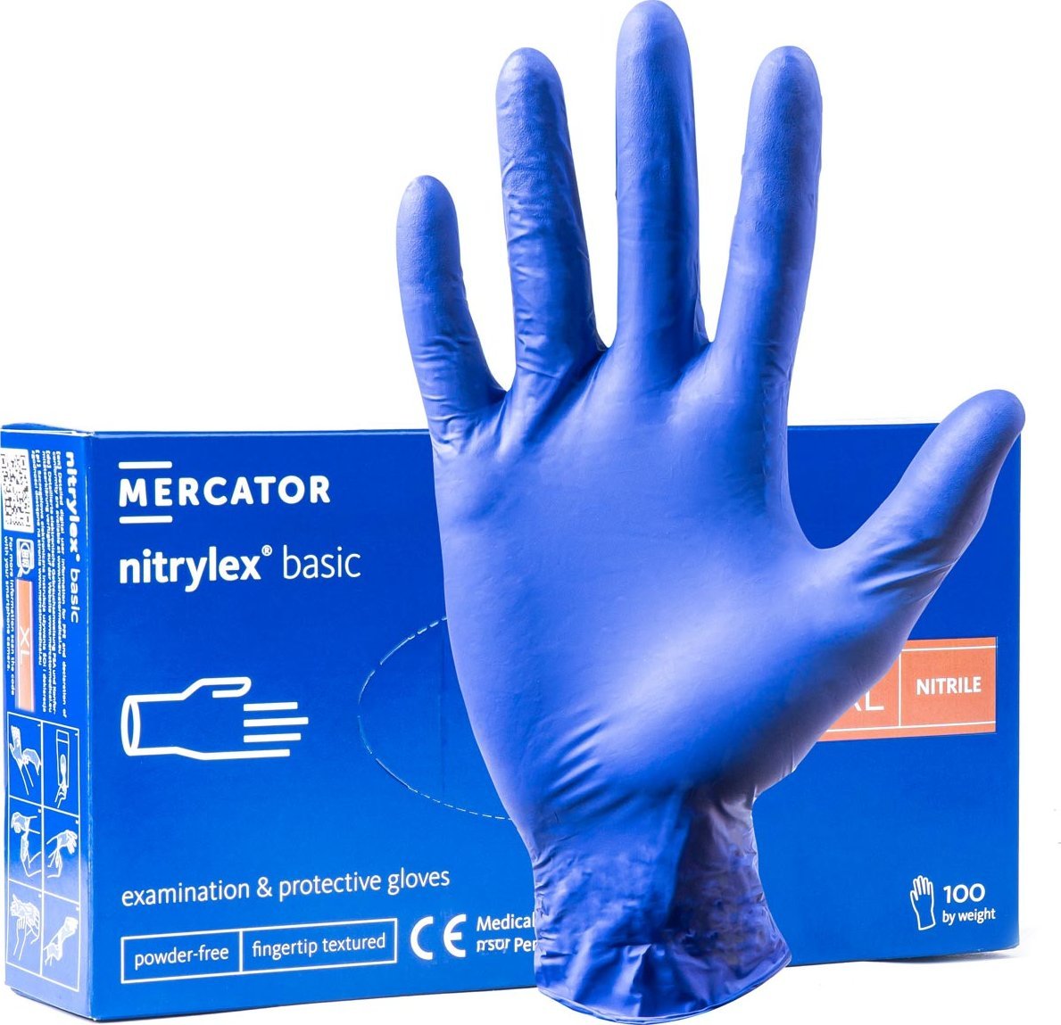 Mercator Rękawice nitrylowe niebieskie mercator nitrylex basic rozmiar xl 100 szt.