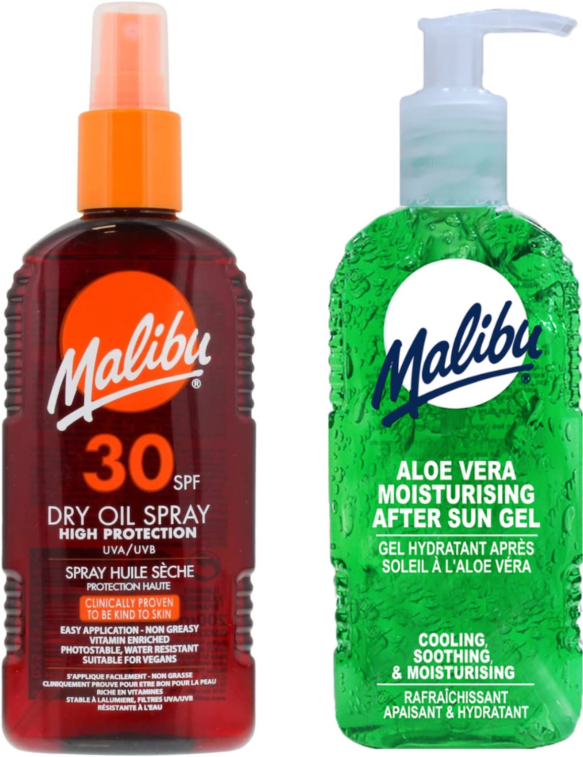 Malibu SPF30 Olejek Brązujący 200ml + Aloe Żel Po Opalaniu 200ml