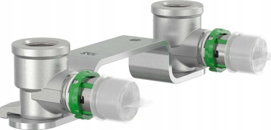 Komplet przyłączeniowy podtynkowy zaprasowywany MultiSkin mosiądz/ocynk 16x1/2 rozstaw 150mm z odsadzeniem 7507W1612