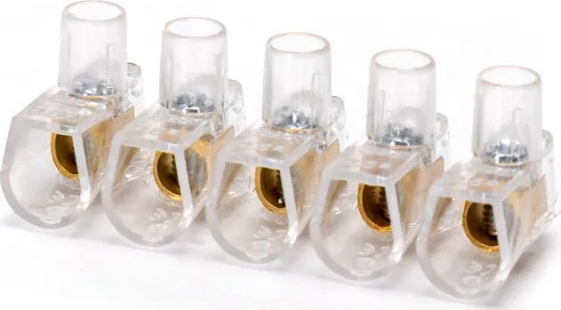 Aigostar Listwy zaciskowe PC5 2,5 mm 5 szt., przezroczyste i mosiężne Listwy zaciskowe PC5 2,5 mm 5 szt., przezroczyste i mosiężne