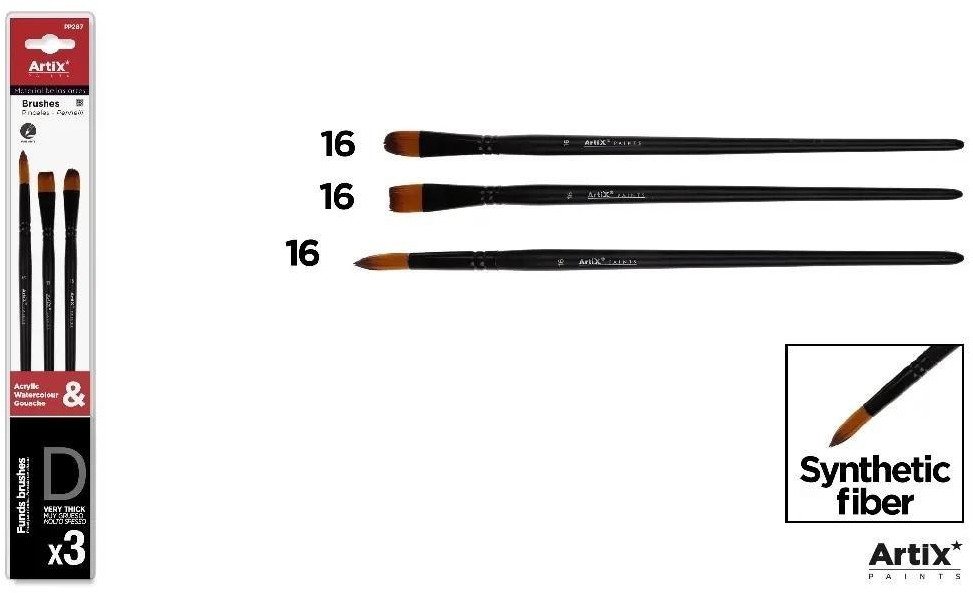 Pędzle syntetyczne 3szt