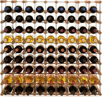 Wamar-Sosenka Regał na wino Stojak na 81 Butelek Szklanych/ PET RW-8/ 9x9 Brązowy Metal + Drewno RW-8-9x9-81_O_BR