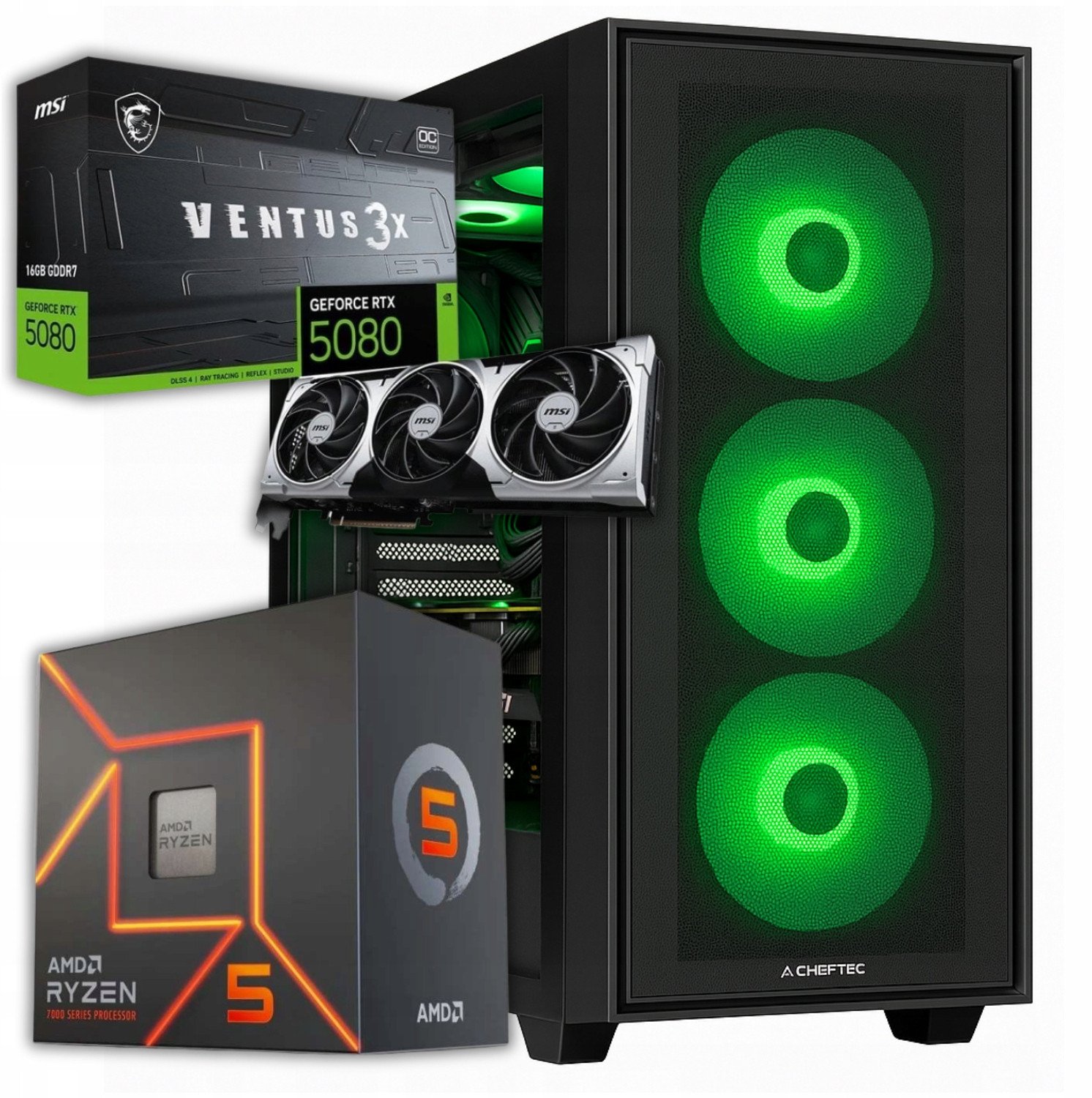Komputer BSG Raptor V34 AMD Ryzen 5 NVIDIA GeForce RTX 5080 64GB DDR5 2000GB SSD Windows 11