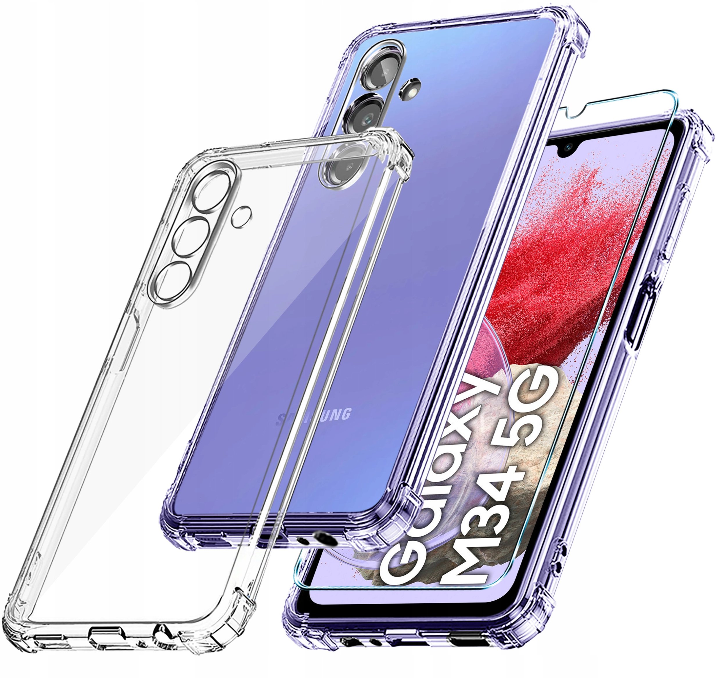 Etui do Samsung Galaxy M34 5G ANTI-SHOCK CLEAR CASE + Szkło OCHRONNE 9H