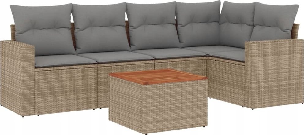 vidaXL 6-częsciowy zestaw mebli ogrodowych z poduszkami, mieszany beż