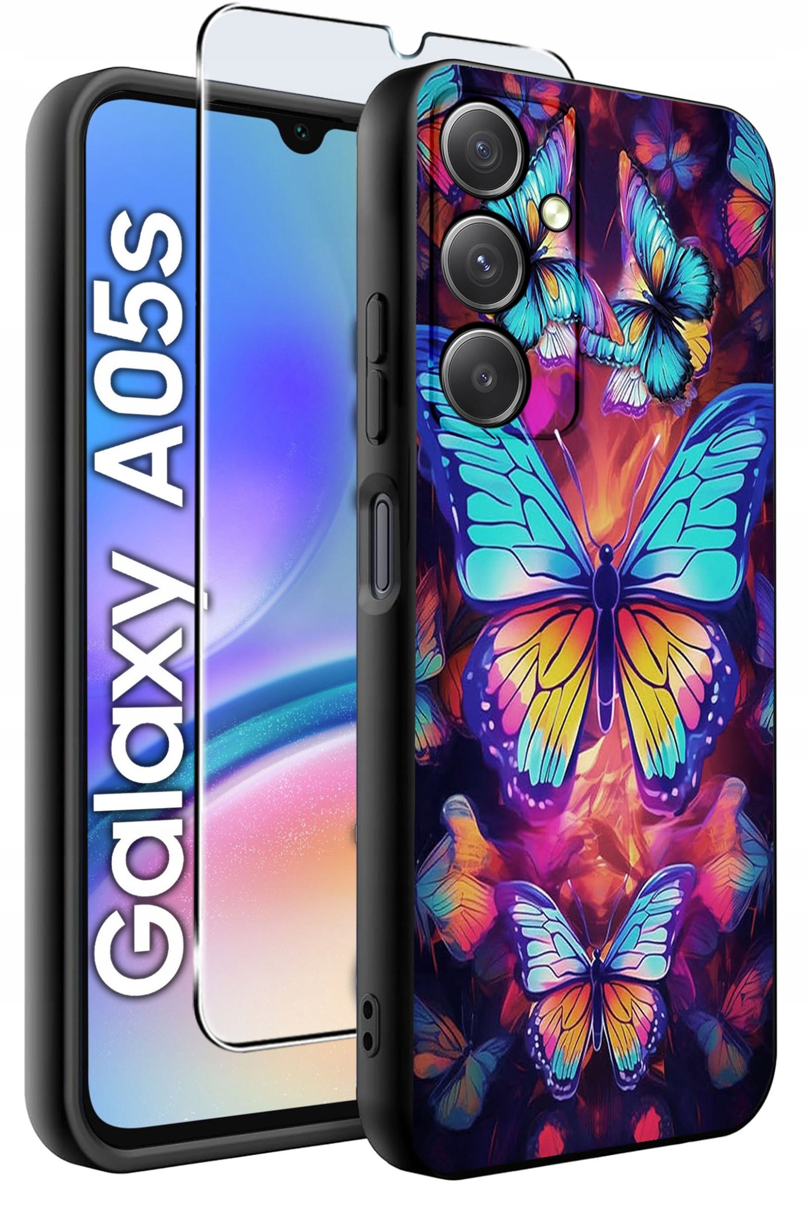 ETUI do Samsung A05s WZORY | SILIKONOWE MATT CASE + SZKŁO 9H