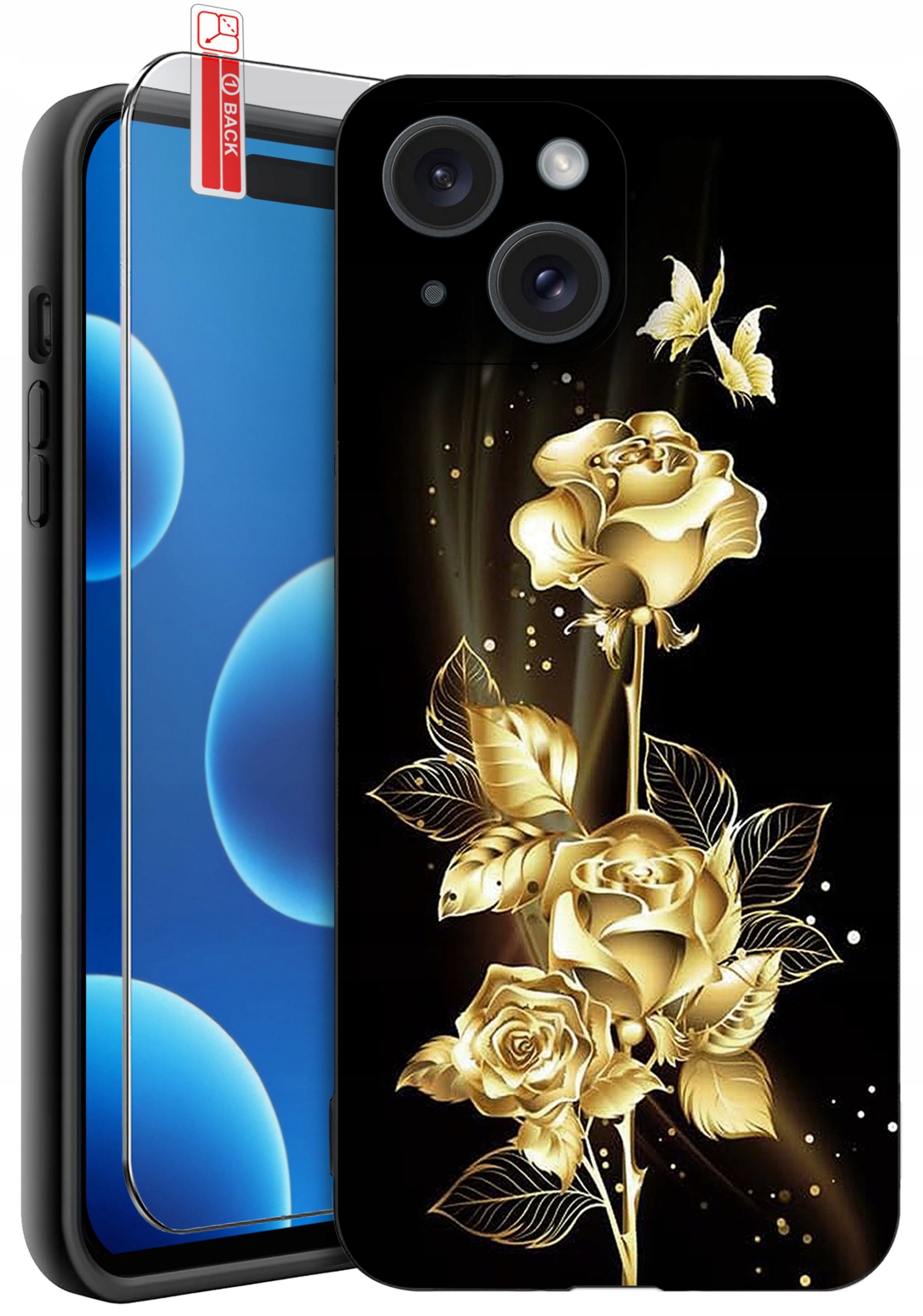 ETUI do iPhone 15 | WZORY | SILIKONOWE MATT CASE + SZKŁO 9H