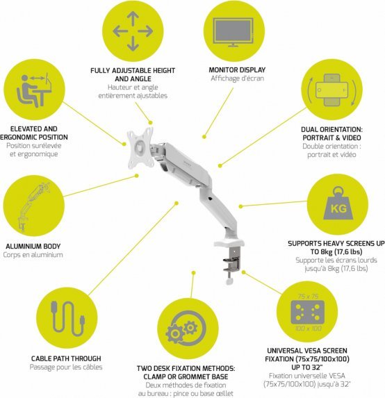 Port Designs Monitor Arm White (901110)