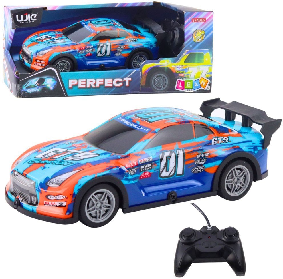 Samochód Wyścigowy Zdalnie Sterowany Świecąca Obudowa Pomarańczowo-Turkusowy
